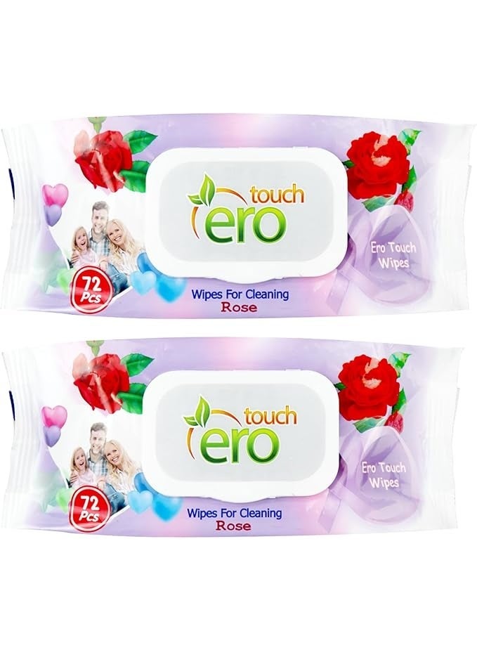 مناديل مبللة برائحة اللافندر للاطفال للتنظيف المنعش والمعطر خالية من الكحول والبارابين مجموعة قطعتين 72 منديل لمسة - Image 1